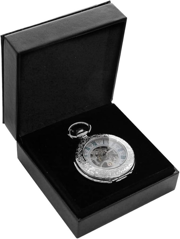Luxury Black Pocket Watch Box PU Leather Single Gift Box Display Storage Case gallery