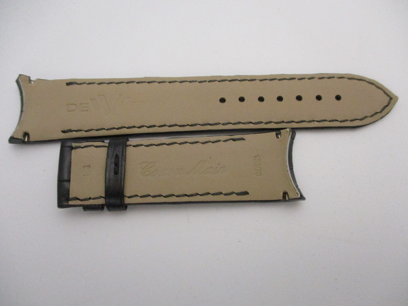 DEWITT Black Genuine Leather 21mm Rounded Lug Ends x 19mm Watch Strap 120mm+70mm gallery