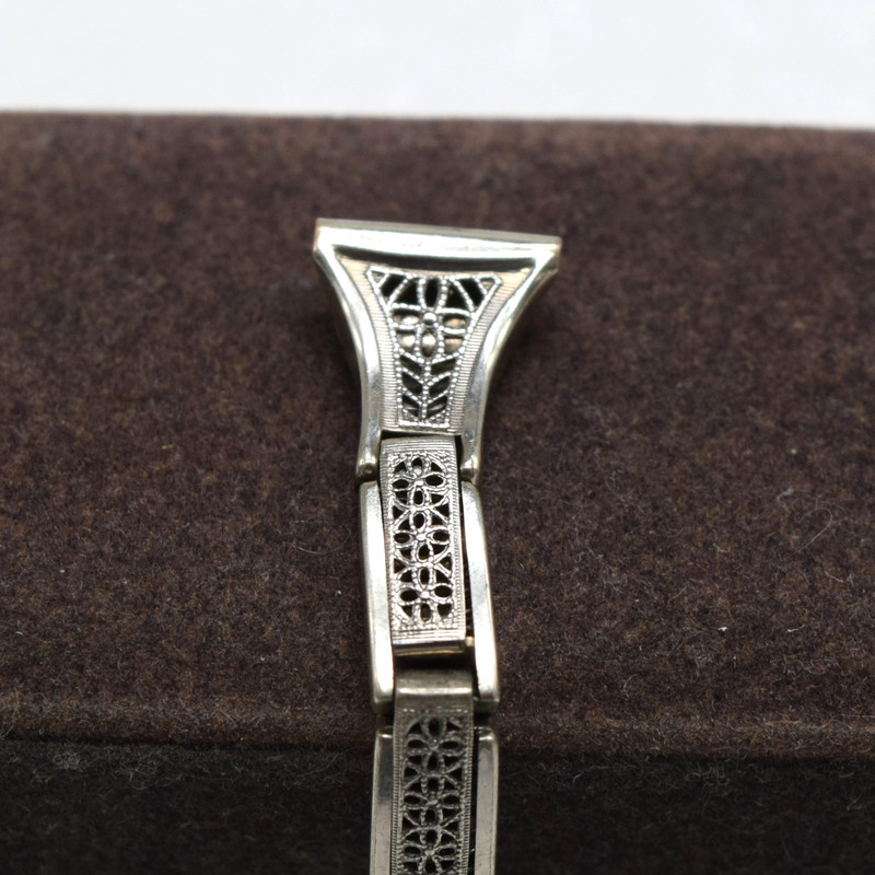 Antique Art Deco Genco Ladies Filigree White Gold Filled Expansion Watch Band gallery
