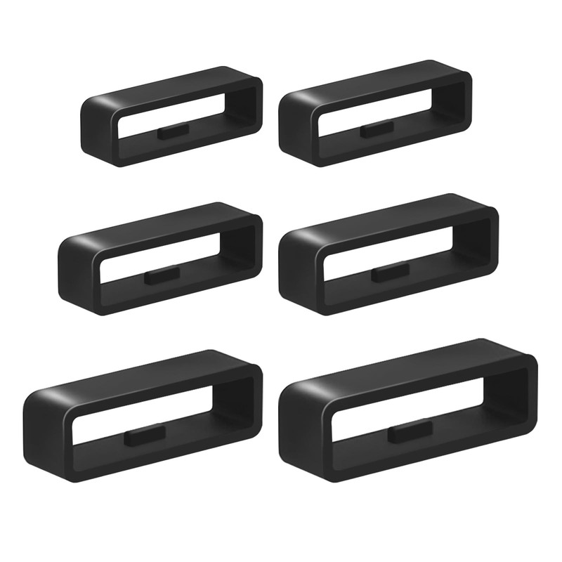 Vnsuyo 6 Pcs Watch Band Keepers, 16mm, 18mm, 20mm, 22mm, 24mm, 26mm, Black