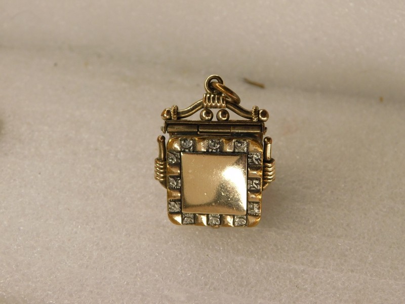 Unique Victorian Era Gold Plated Locket Watch Fob or Large Charm gallery