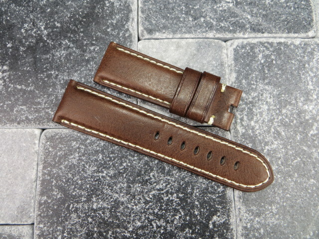 New 22mm Deployment Strap Soft Calf Leather Watch Band for PANERAI Gold Brown gallery