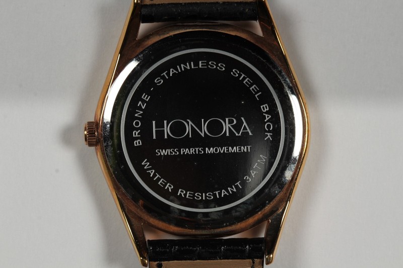 HONORA Lizard Leather Strap Bronze Swiss Watch! NEW! Unisex Swiss Parts - Italy gallery