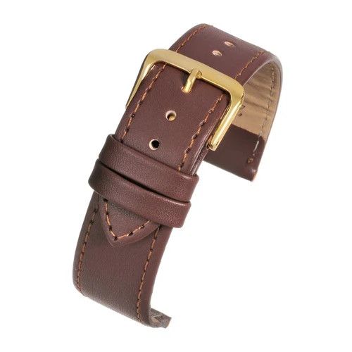 18mm Brown Plain Leather Watch Strap Fits Most Watches