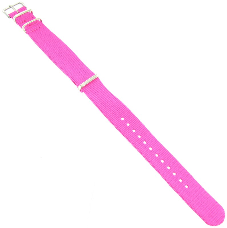 18mm Milano Nylon Fabric Canvas Bright Pink Military Army Watch Band Strap gallery