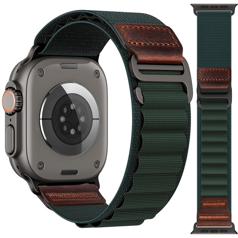 Alpine Loop with Leather Design Compatible with Apple Watch Bands Ultra 3 2 1…