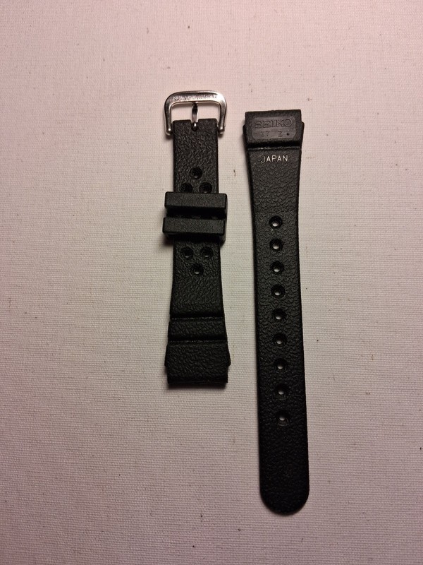 SEIKO Genuine Band Diver Watch Parts Black Color Resin 17mm Silver Buckle 1 Set