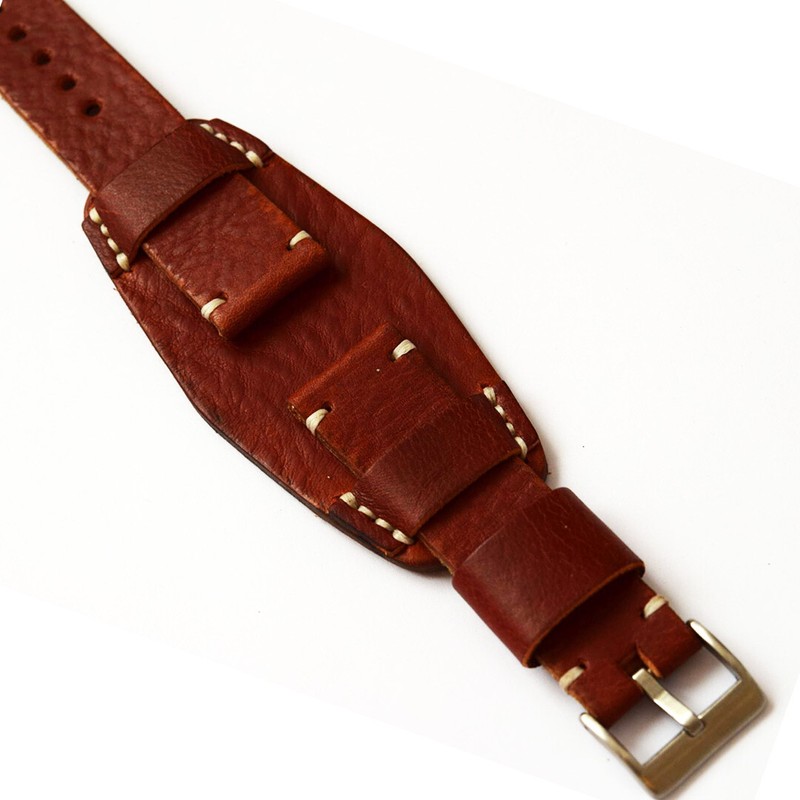 Leather bund watch strap Cuff Band Buffalo 18 20 22 24 26 mm Leather Bund Pad gallery
