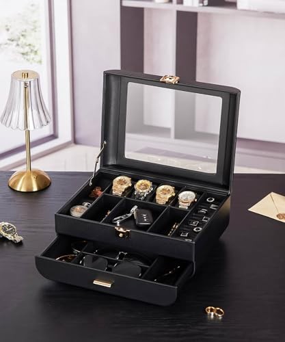 Watch Box Large for Men: Watch Organizer for Home - Lockable Display Storage gallery