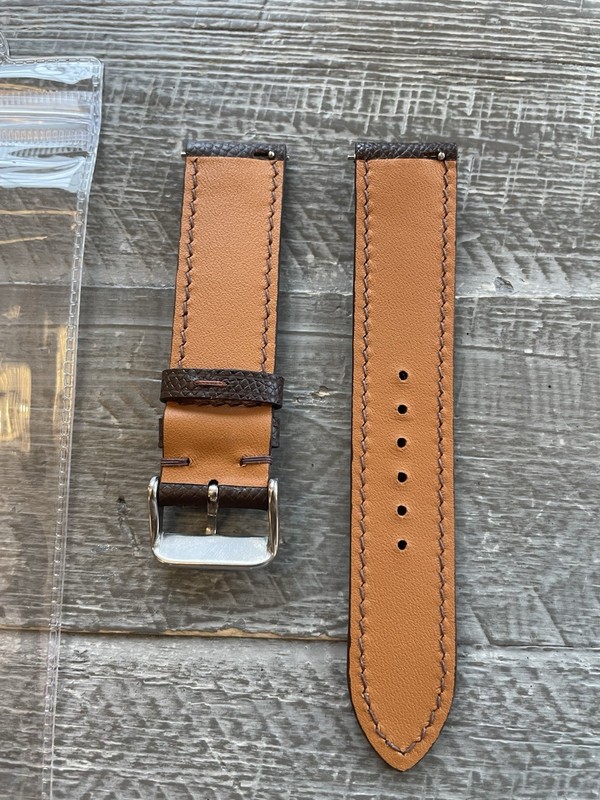 Genuine Epsom Leather Watch Strap - Dark Brown - 20mm gallery
