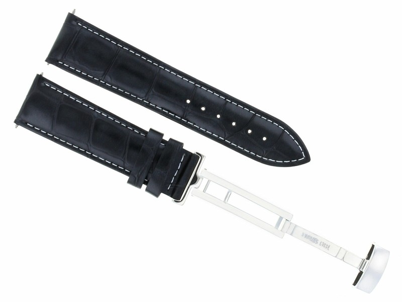 20MM LEATHER WATCH STRAP BAND FOR 36MM ROLEX DATEJUST DEPLOYMENT CLASP BLACK