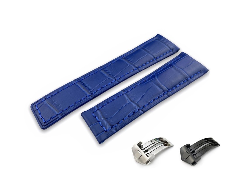 20mm 22mm Blue Genuine Leather Strap Band fit Tag Heuer watch Buckle Clasp Pins