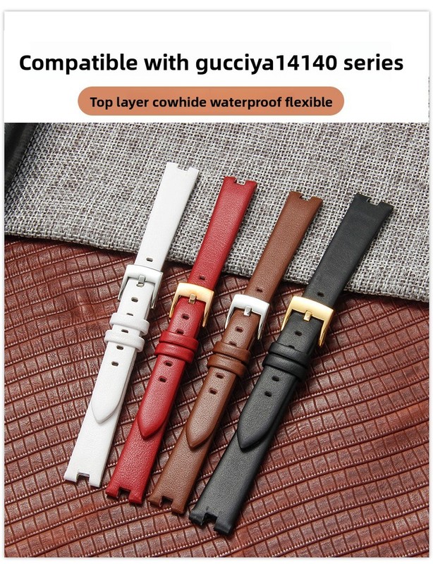 For gucci ya141501 ya141401 Genuine leather watch straps womens band 12/14x4mm gallery