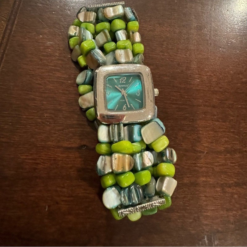 Avenue Plus Size Watch Stone Beaded Bracelet 2000s Y2k Multi Strand Stretchy VTG