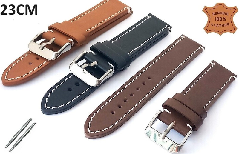 HANDMADE CALFSKIN REAL LEATHER WATCH STRAP BAND BLACK BROWN TAN 18-24MM