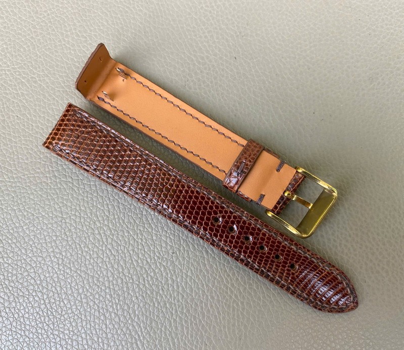 Open Ended Brown Genuine Lizard Leather Watch Strap size 12 13 14 15 16 17..26mm
