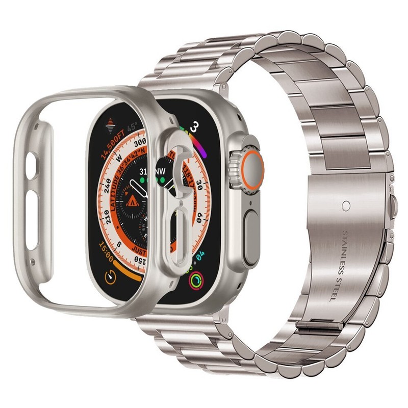 Stainless Steel Wrist strap + PC case cover for apple watch band Ultra 1 2 49mm