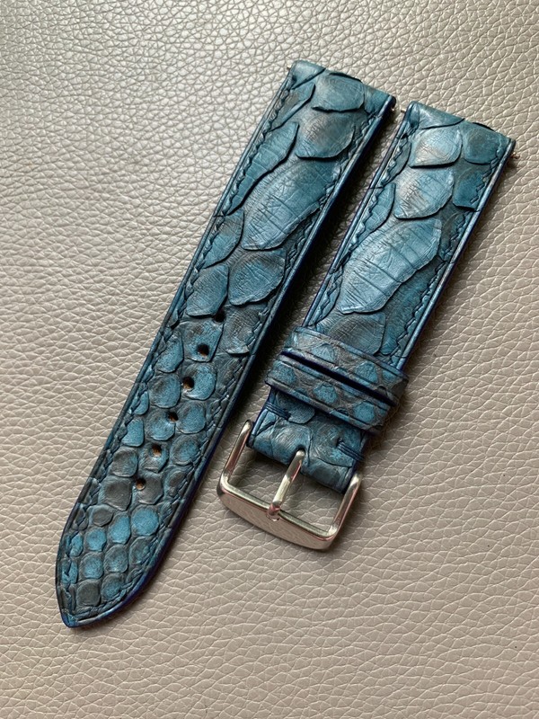 Dark blue Genuine Snake Leather Skin watch strap band, Custom Sizes 10mm to 26mm gallery