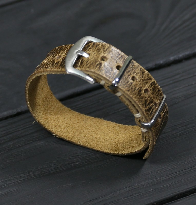 Brown Leather Watch band Handmade Single Pass Distressed strap 18 20 22 24mm