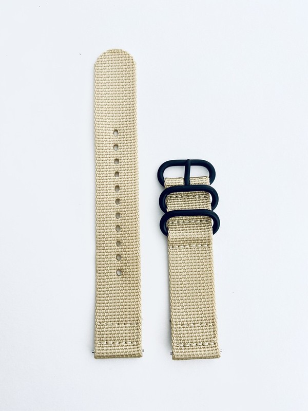 Beige Brown Nylon Military Watch Band Strap W Black Matte Metal Buckle 20 mm New gallery