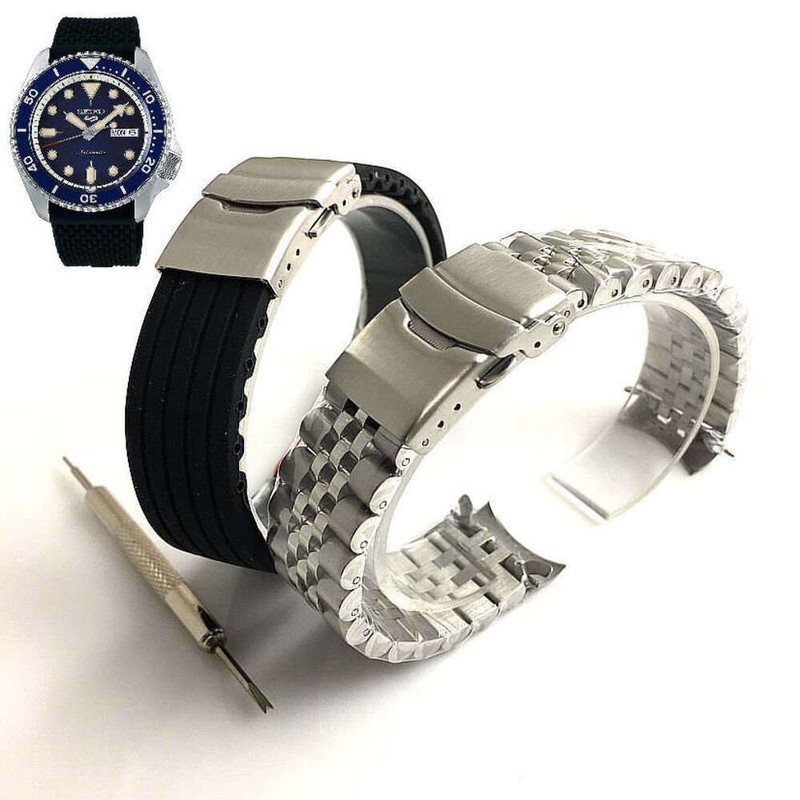 Steel & Silicone Replacement Watch Band Strap Seiko SRPD93 4R36-07G0 SRPD93K1 J1