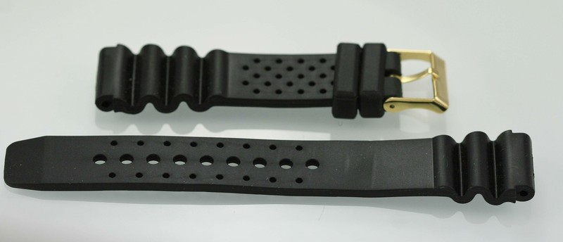 Unisex Stainless Steel Black Rubber Replacement Watch Band 22mm