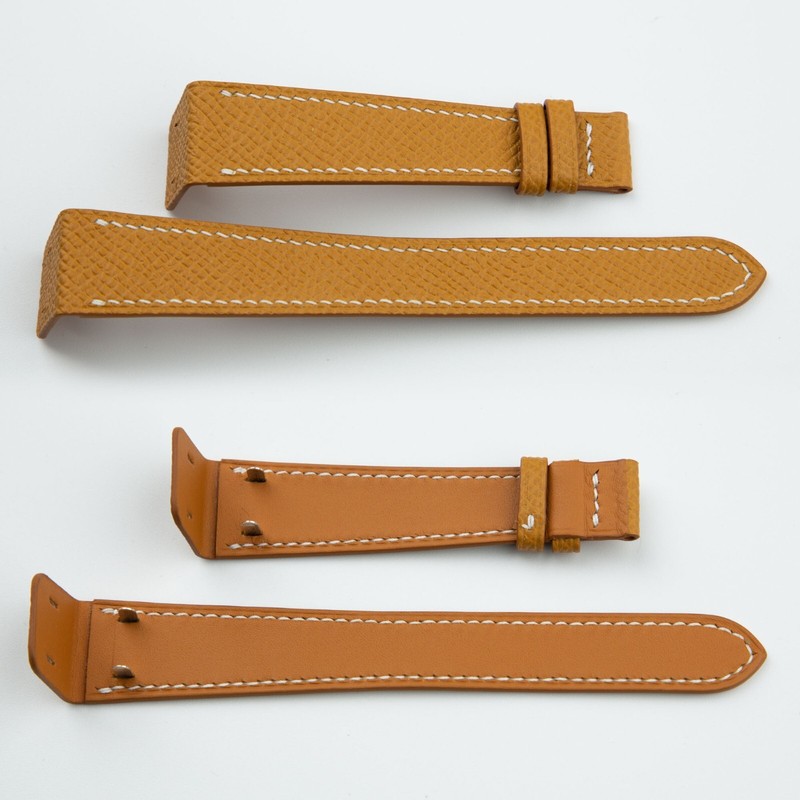 Calfskin Sesame Epsom Leather Fixed Bars Watch Strap Band 18mm 19mm 20mm 22mm