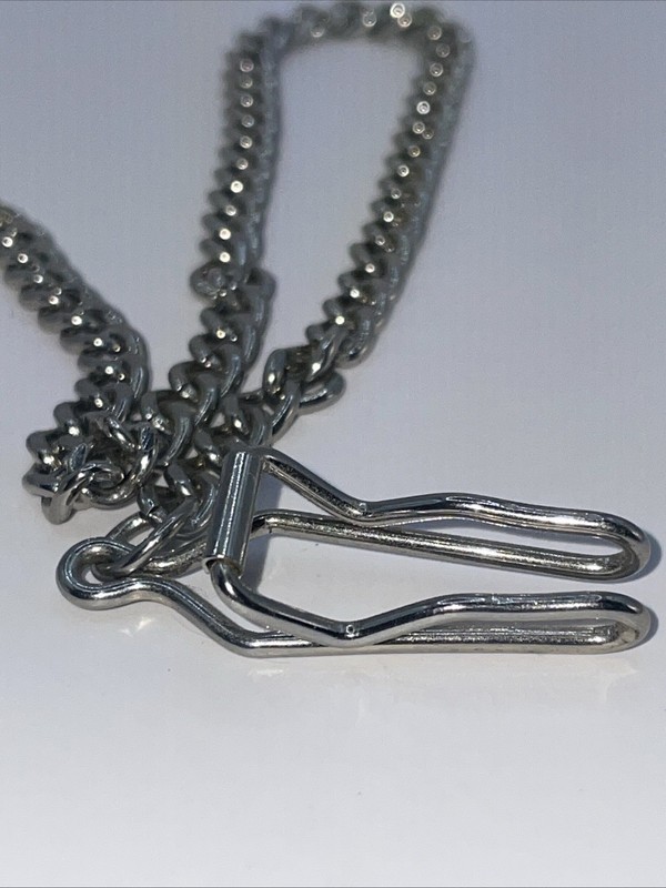 2x Contemporary Pocket Watch Chains Silver Toned / Coloured Steel? 37cm gallery