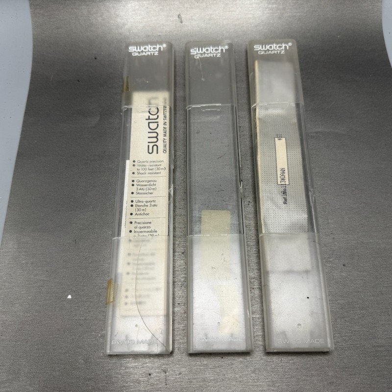 Swatch Watch Box Case Lot of 3 Plastic Clear W/manuals Vintage
