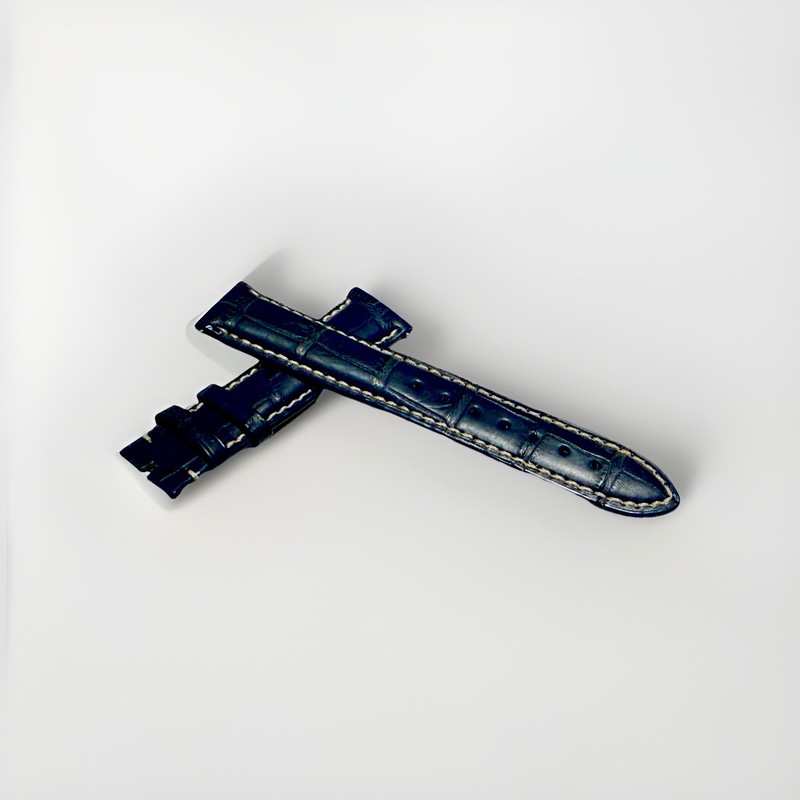 Jacques Lemans 20mm Genuine Alligator Watch Strap – Midnight Blue (Matte)