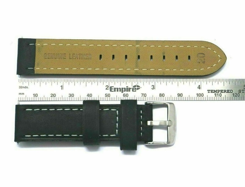 20mm Black/White Crazy Horse Leather Replacement Watch Band- Shinola 20 & Others gallery