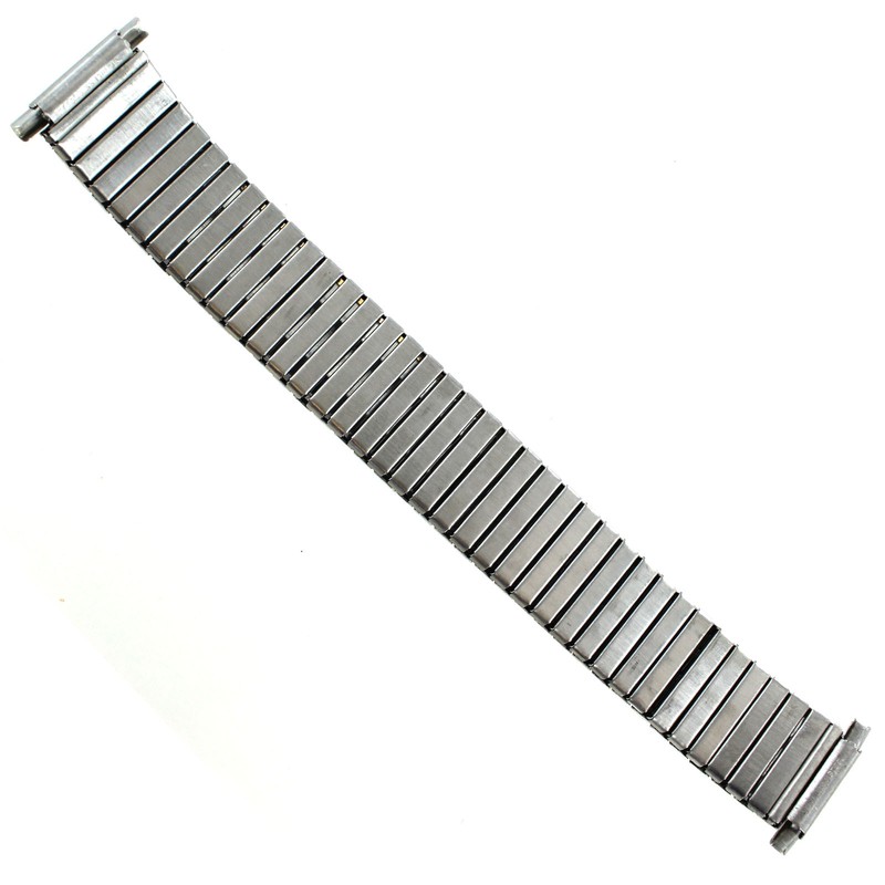 16-22mm Milano Twist-O-Flex Silver Texture Straight End Stainless Mens Watchband gallery