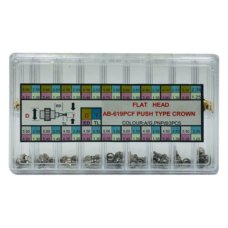Chronograph Button Drive In Watch Pusher Flat Head Push Type Crown 54Pcs Set