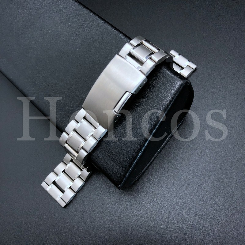 Silver Stainless Steel Bracelet Replacement Watch Band Strap Push Button Clasp gallery