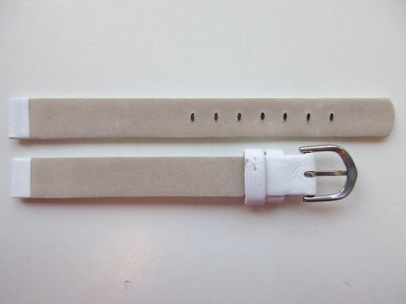 White XL unstitched untapered 12 MM leather watch band strap gallery