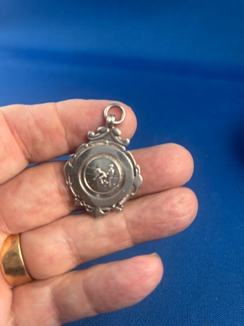 Sterling Silver Black Bull Bowls Club Pocket Watch Fob, Marked Birmingham gallery
