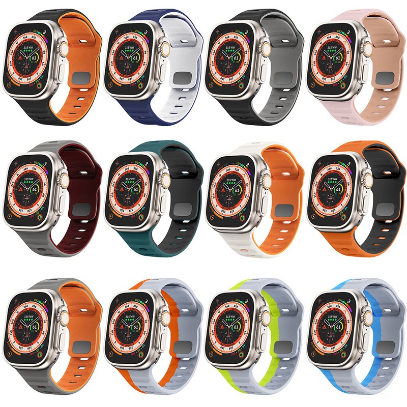 For Apple Watch Series Ultra 9 8 7 SE 6 5 iWatch 49mm Silicone Sports Strap Band