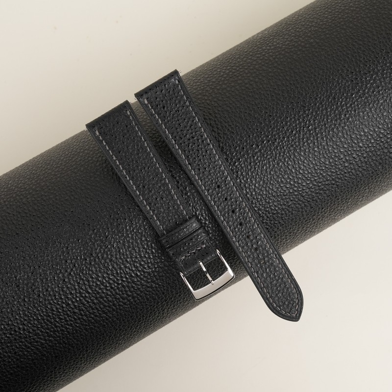 Black Diamond Leather Watch Strap Band 18mm 20mm 22mm