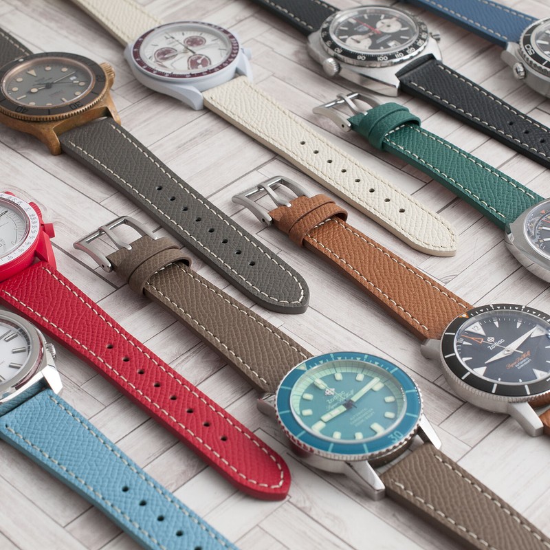Full Grain Leather Epsom Style Quick Release Watch Straps