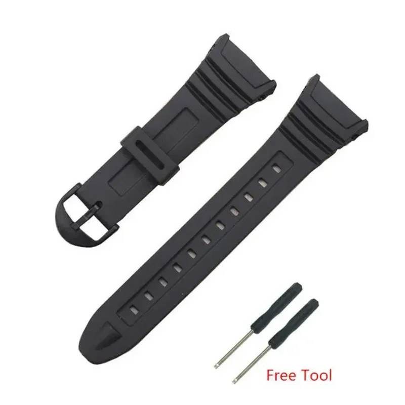 18mm Silicone Watch Band Strap For Casio 3239 W-96H-1A W-96H-1B 2A Bracelet Tool