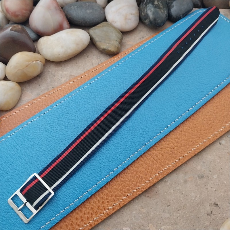 Vintage 18mm Striped Nylon Unused Classic Single Pass 1960s Unused Watch Strap gallery