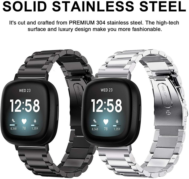 For Fitbit Versa 3 4/Sense Stainless Steel Metal Watch Wris Band Bracelet Strap gallery