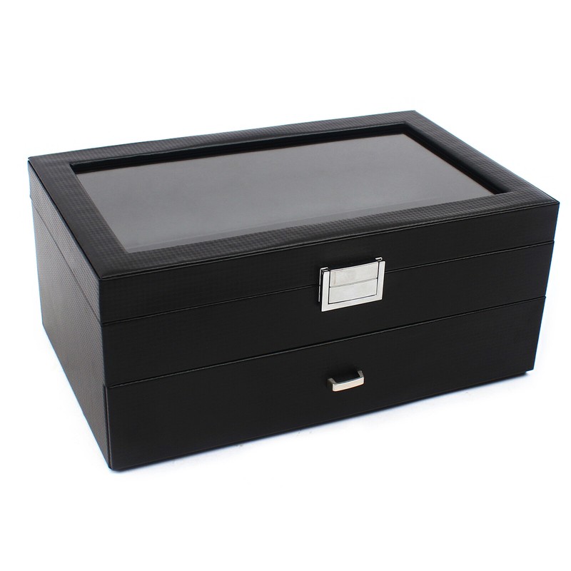 24 Slots Men Watch Box Organizer Large Watch Holder Jewelry Storage Display Case gallery