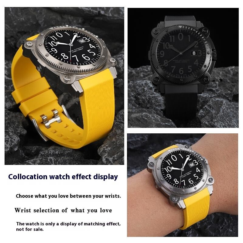 For Hamilton H78585333 H78585332 H78585330 Rubber Watchband Waterproof Strap24mm gallery