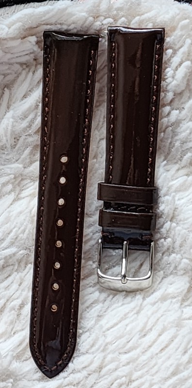 18mm Brown Teju PATENT Shiny Genuine Leather interchangeable Watch Band Strap
