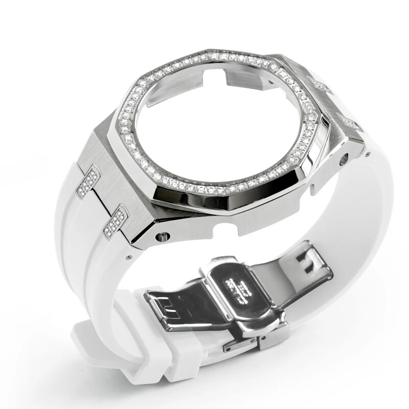 Diamond Steel Mod Kit Bezel Case Rubber Band for G-Shock GA2100 GMAS2100 GM2100 gallery