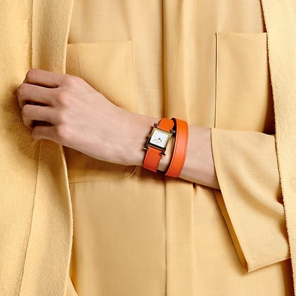 Double Tour Leather Watch Strap Smooth Calfskin for Hermes watch gallery