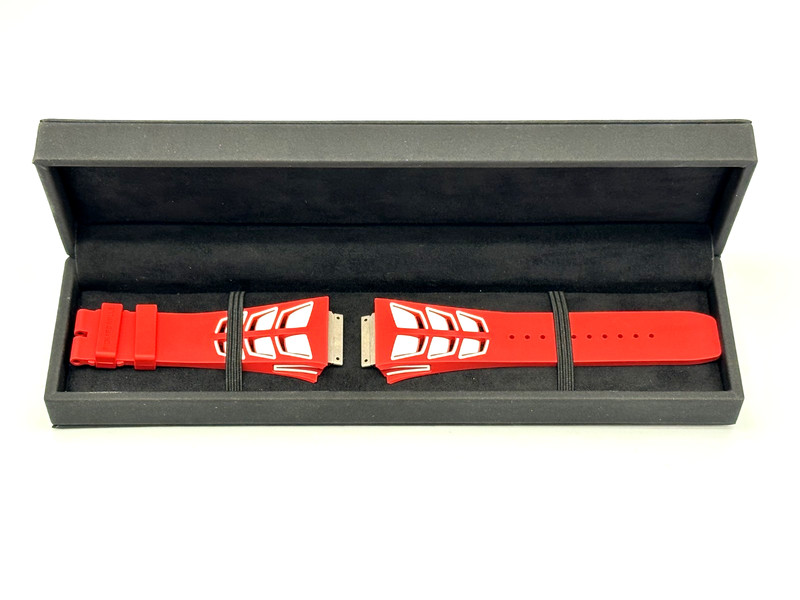 Richard Mille RM30 RM01124 Red/White Rubber Strap Band OEM Genuine Authentic New