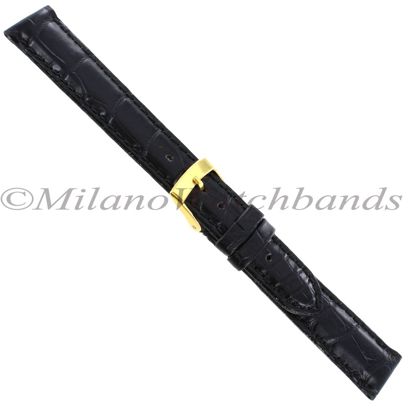 Milano Genuine Alligator Matte Black Padded Mens Band 1174 – 16 18 20 22 Reg