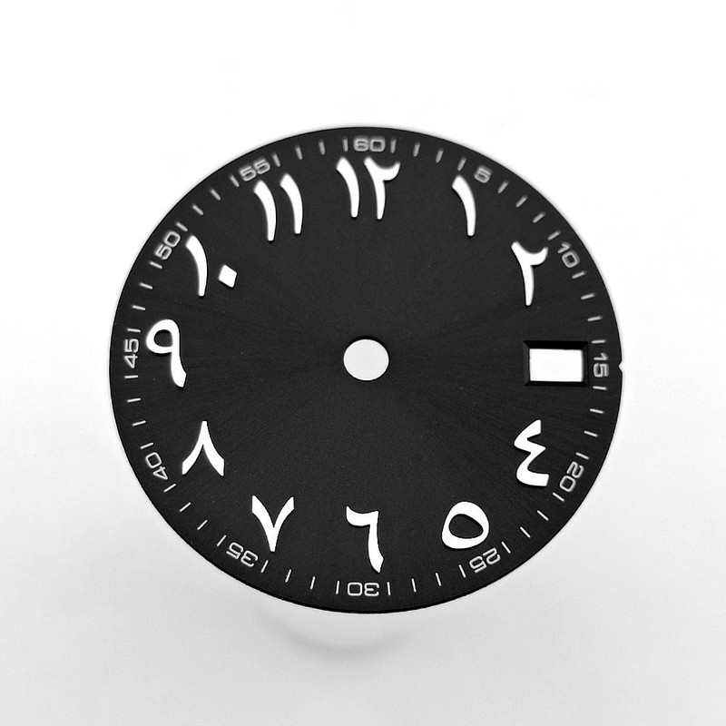 28.5mm Black Silver Blue dial fit NH35 movement watch faces parts accessories